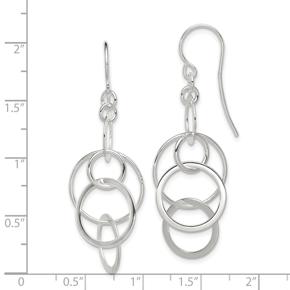 Sterling Silver Polished Circles Shepherd Hook Earrings