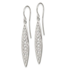 Sterling Silver Polished Filigree Shepherd Hook Earrings
