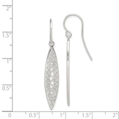 Sterling Silver Polished Filigree Shepherd Hook Earrings