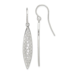 Sterling Silver Polished Filigree Shepherd Hook Earrings