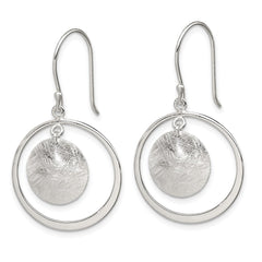 Sterling Silver Polish. Text. Circles Dangle Shepherd Hook Earrings