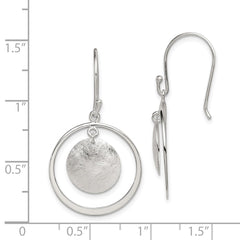 Sterling Silver Polish. Text. Circles Dangle Shepherd Hook Earrings