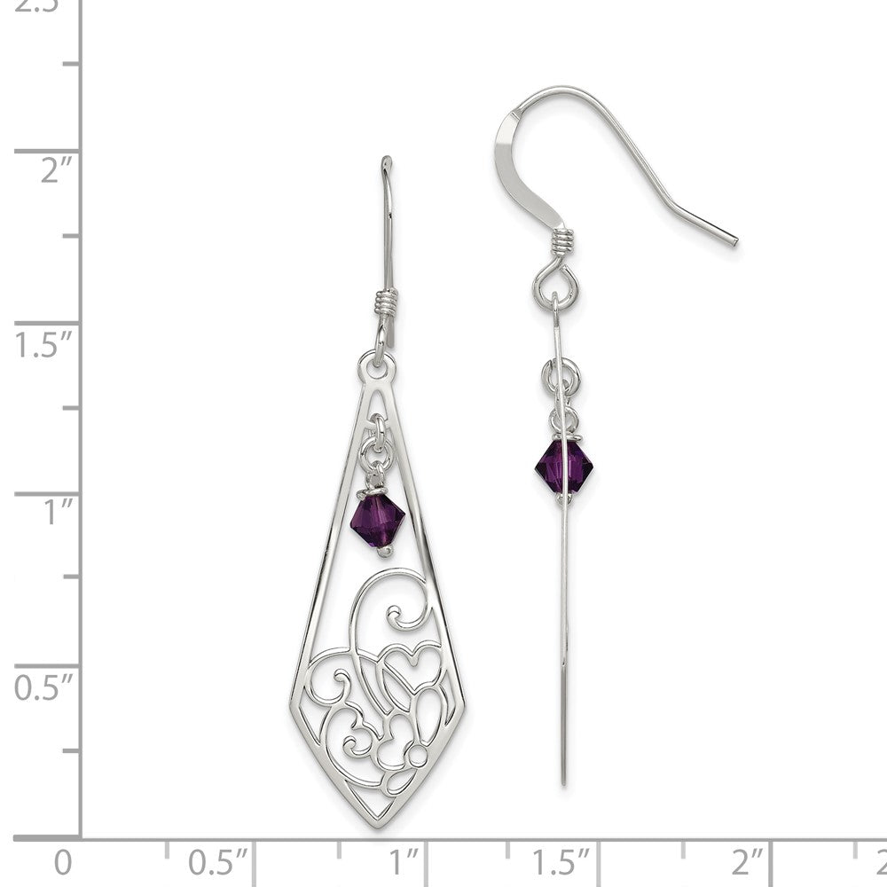 Sterling Silver Polished Amethyst Shepherd Hook Earrings