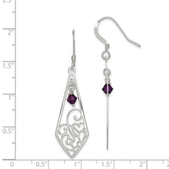 Sterling Silver Polished Amethyst Shepherd Hook Earrings