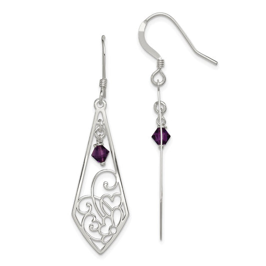 Sterling Silver Polished Amethyst Shepherd Hook Earrings