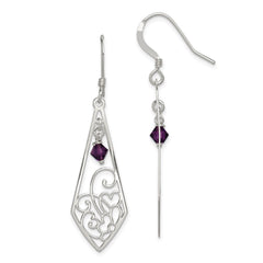 Sterling Silver Polished Amethyst Shepherd Hook Earrings