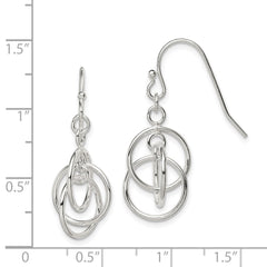 Sterling Silver Polished Dangle Shepherd Hook Earrings