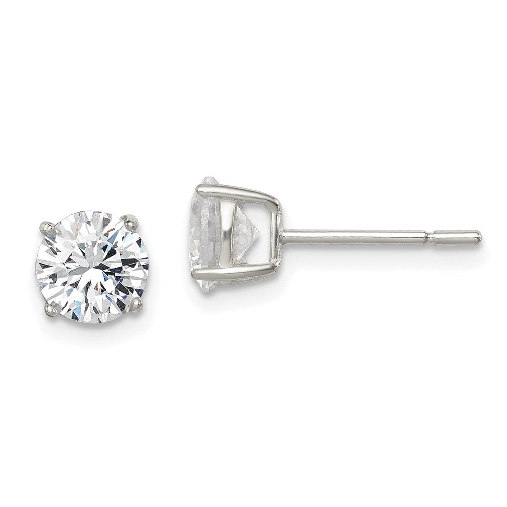 Sterling Silver Polished 6mm CZ Post Earrings