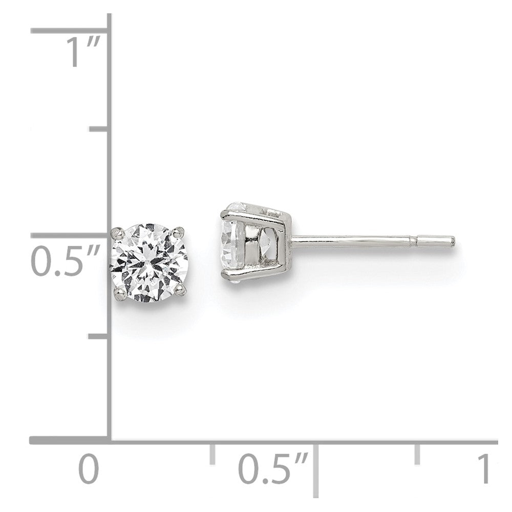 Sterling Silver Polished 5mm CZ Post Earrings