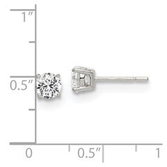 Sterling Silver Polished 5mm CZ Post Earrings
