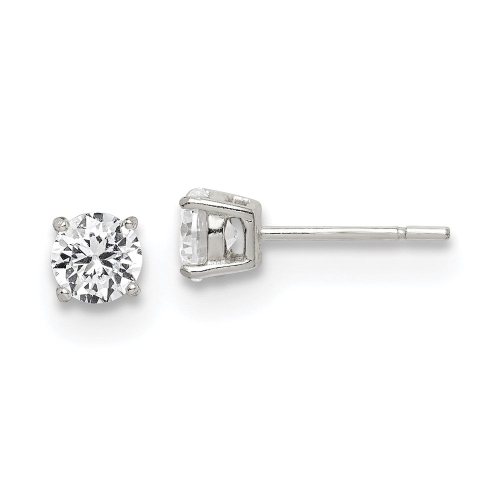 Sterling Silver Polished 5mm CZ Post Earrings