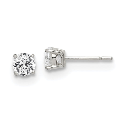 Sterling Silver Polished 5mm CZ Post Earrings