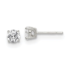 Sterling Silver Polished 5mm CZ Post Earrings