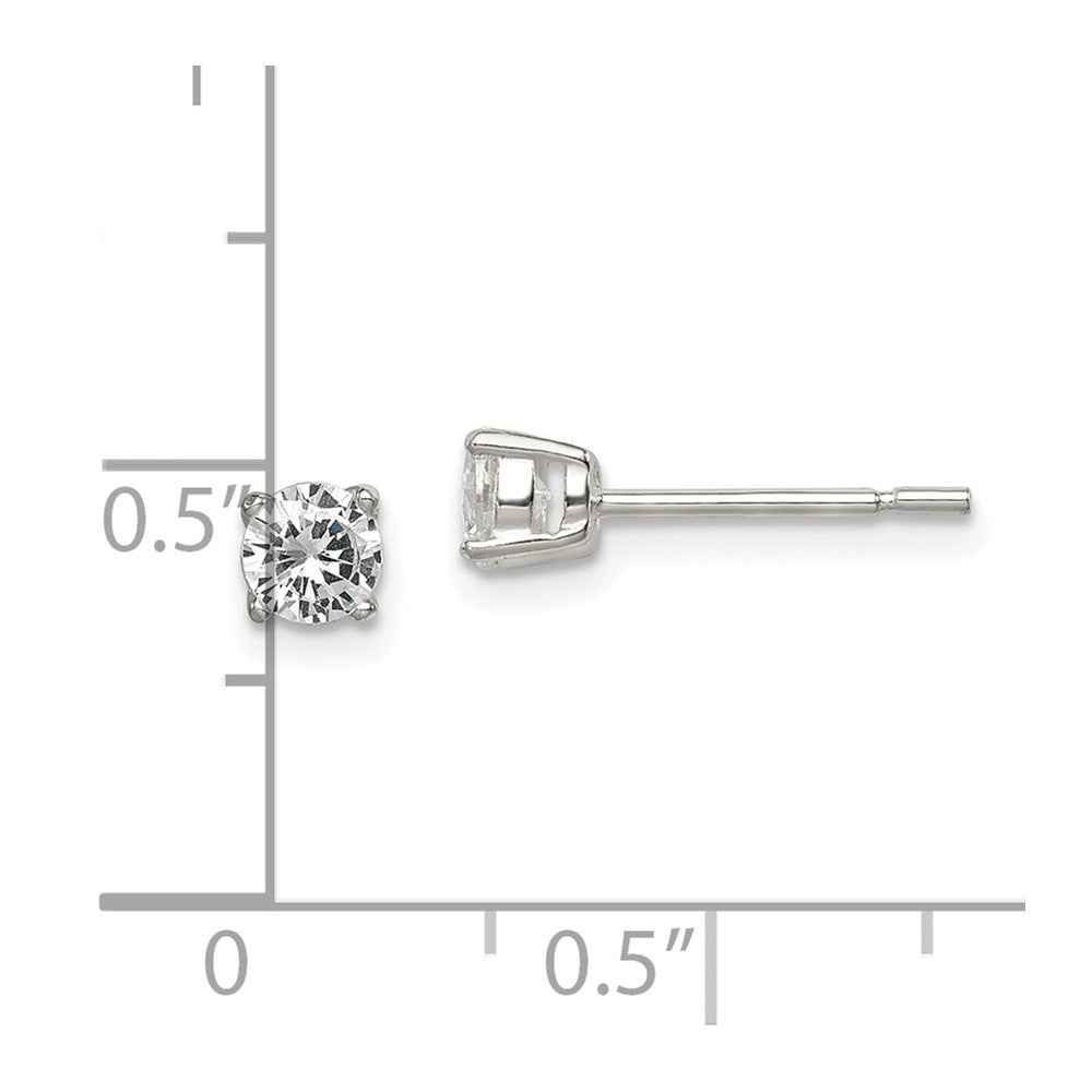 Sterling Silver Polished 4mm CZ Post Earrings
