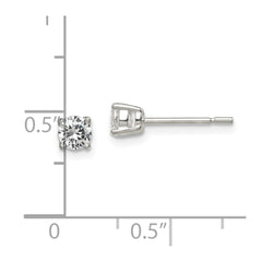 Sterling Silver Polished 4mm CZ Post Earrings