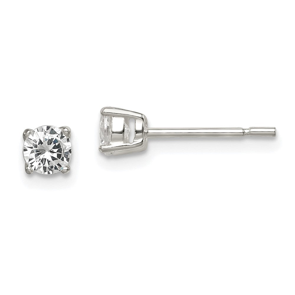 Sterling Silver Polished 4mm CZ Post Earrings