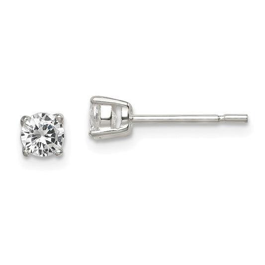 Sterling Silver Polished 4mm CZ Post Earrings