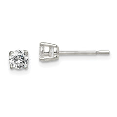 Sterling Silver Polished 4mm CZ Post Earrings