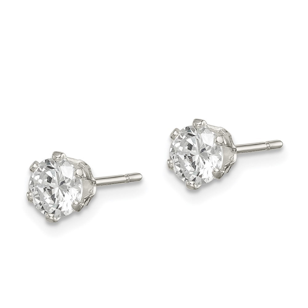 Sterling Silver Polished 5mm CZ Post Earrings