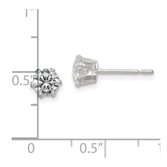 Sterling Silver Polished 5mm CZ Post Earrings