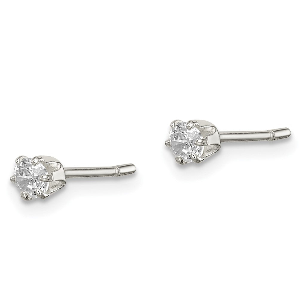 Sterling Silver Polished 3mm CZ Post Earrings