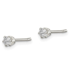 Sterling Silver Polished 3mm CZ Post Earrings
