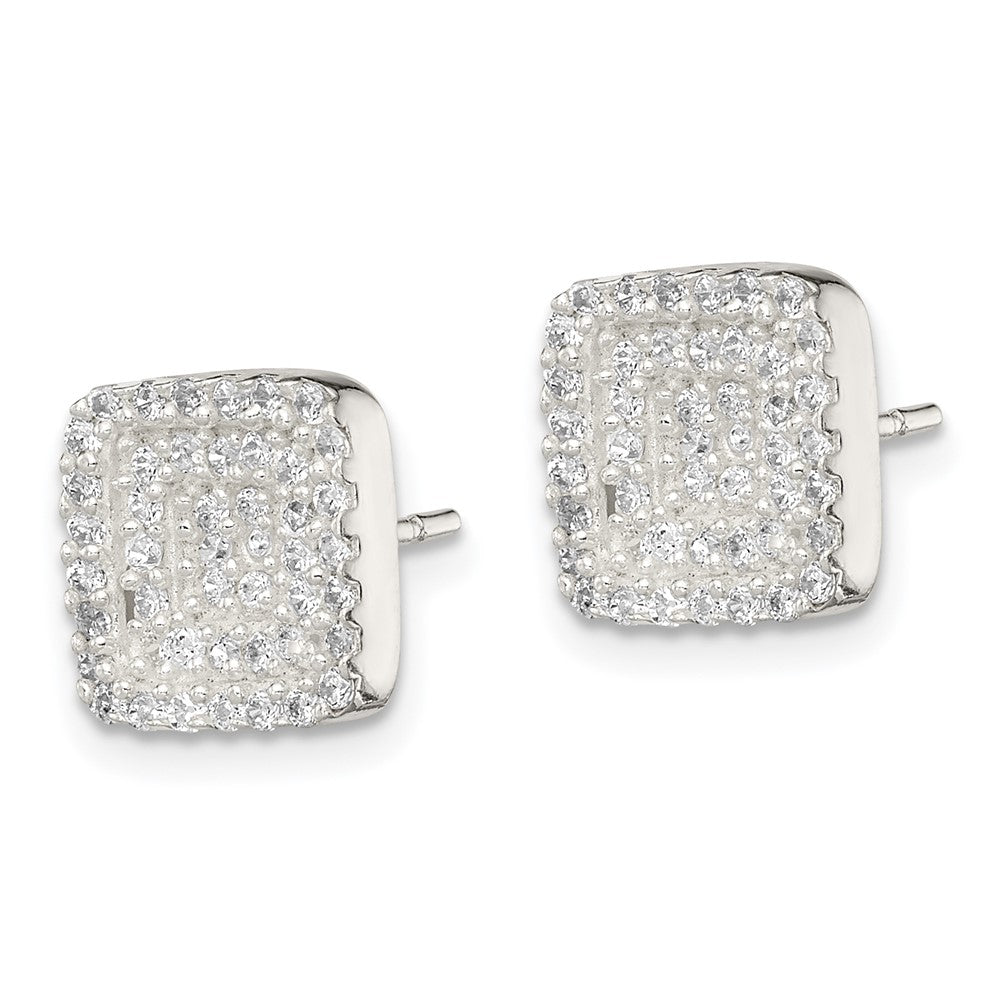 Sterling Silver Square CZ Post Earrings