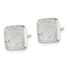Sterling Silver Square CZ Post Earrings