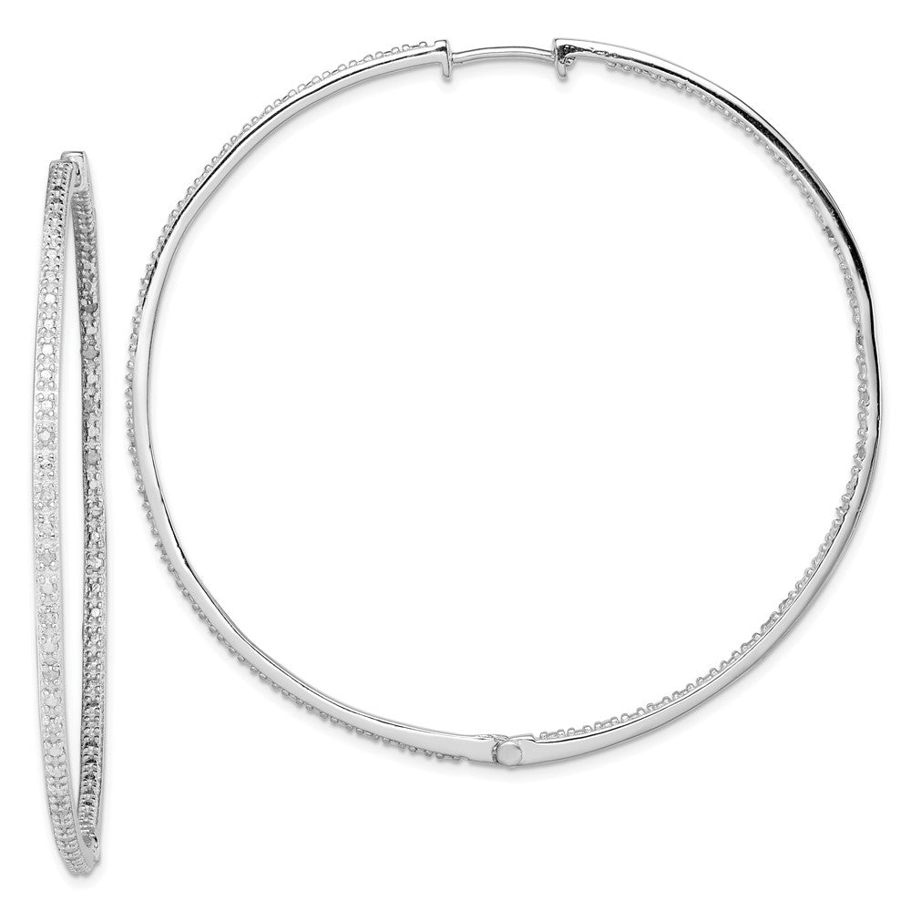 Rhodium-plated Sterling Silver Diamond In & Out Hoop Earrings
