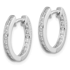Rhodium-plated Sterling Silver In Out Pave Hinged Hoop Earrings