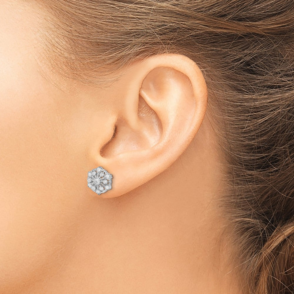 Rhodium-plated Sterling Silver CZ Post Earrings