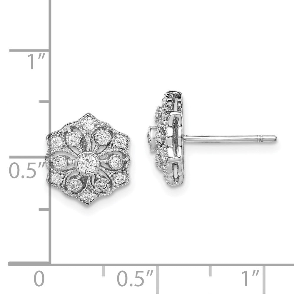 Rhodium-plated Sterling Silver CZ Post Earrings