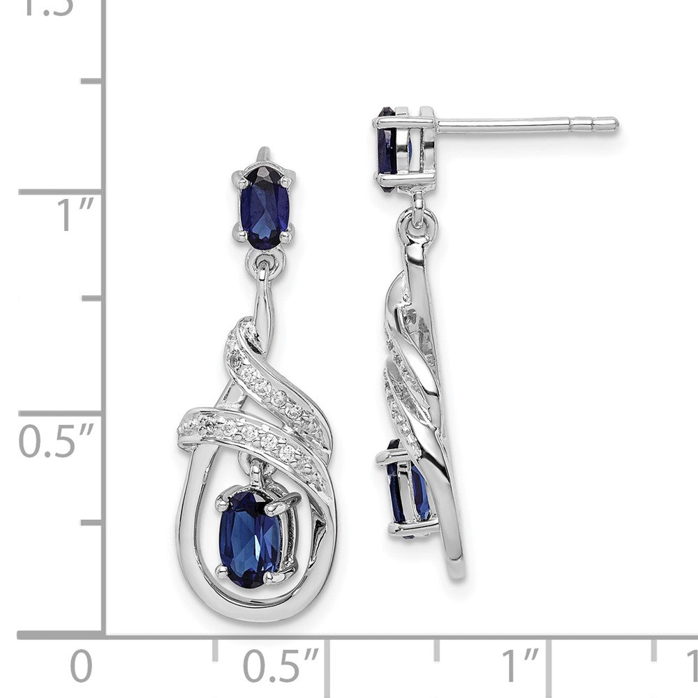 Rhodium-plated Sterling Silver Lab Created Sapphire CZ Post Earrings