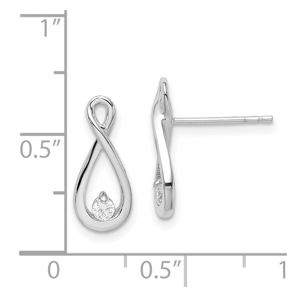 Rhodium-plated Sterling Silver CZ Infinity Post Earrings