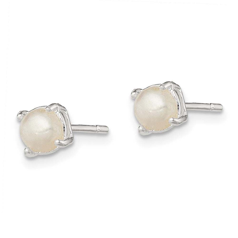 Sterling Silver Polished FWC Pearl Post Earrings