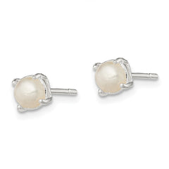 Sterling Silver Polished FWC Pearl Post Earrings