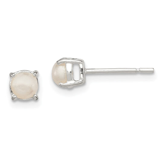 Sterling Silver Polished FWC Pearl Post Earrings
