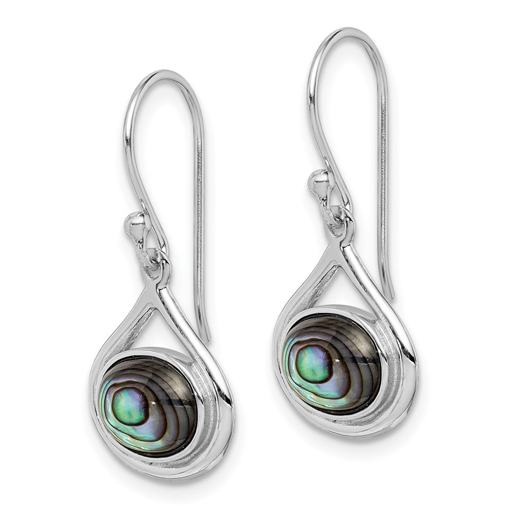 Rhodium-plated Sterling Silver Abalone Shepherd Hook Earrings