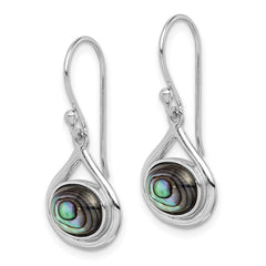 Rhodium-plated Sterling Silver Abalone Shepherd Hook Earrings
