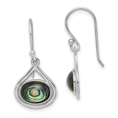 Rhodium-plated Sterling Silver Abalone Shepherd Hook Earrings