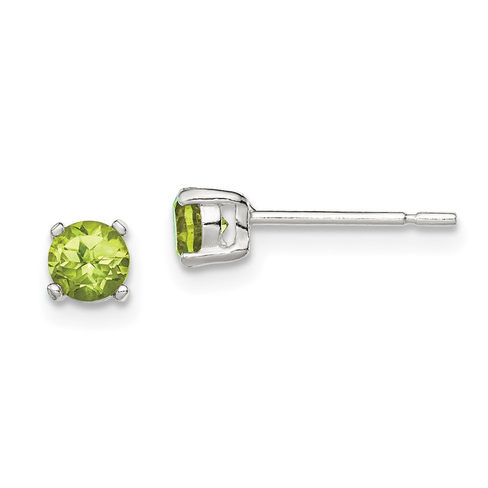 Sterling Silver Polished Green CZ Post Earrings