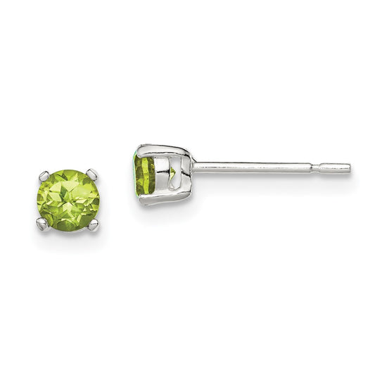 Sterling Silver Polished Green CZ Post Earrings