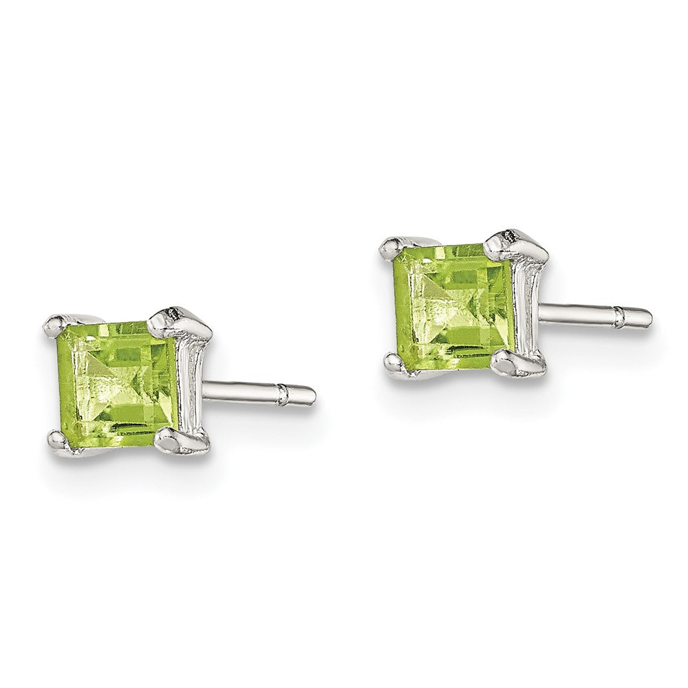 Sterling Silver Polished Green CZ Post Earrings