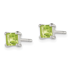 Sterling Silver Polished Green CZ Post Earrings