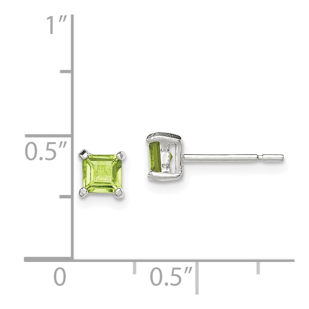 Sterling Silver Polished Green CZ Post Earrings