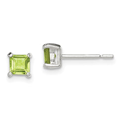 Sterling Silver Polished Green CZ Post Earrings