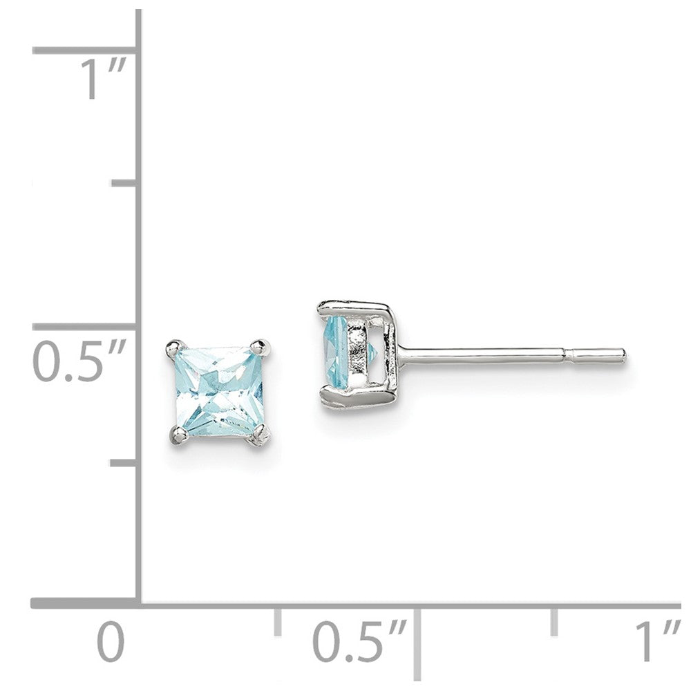 Sterling Silver Polished Light Blue CZ Post Earrings