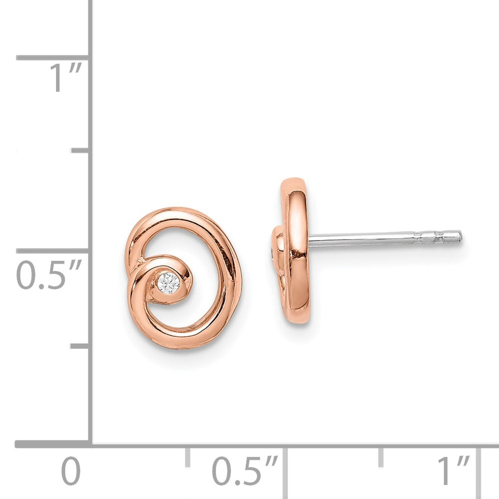 Rose Gold-plated Sterling Silver CZ Post Earrings