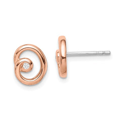 Rose Gold-plated Sterling Silver CZ Post Earrings