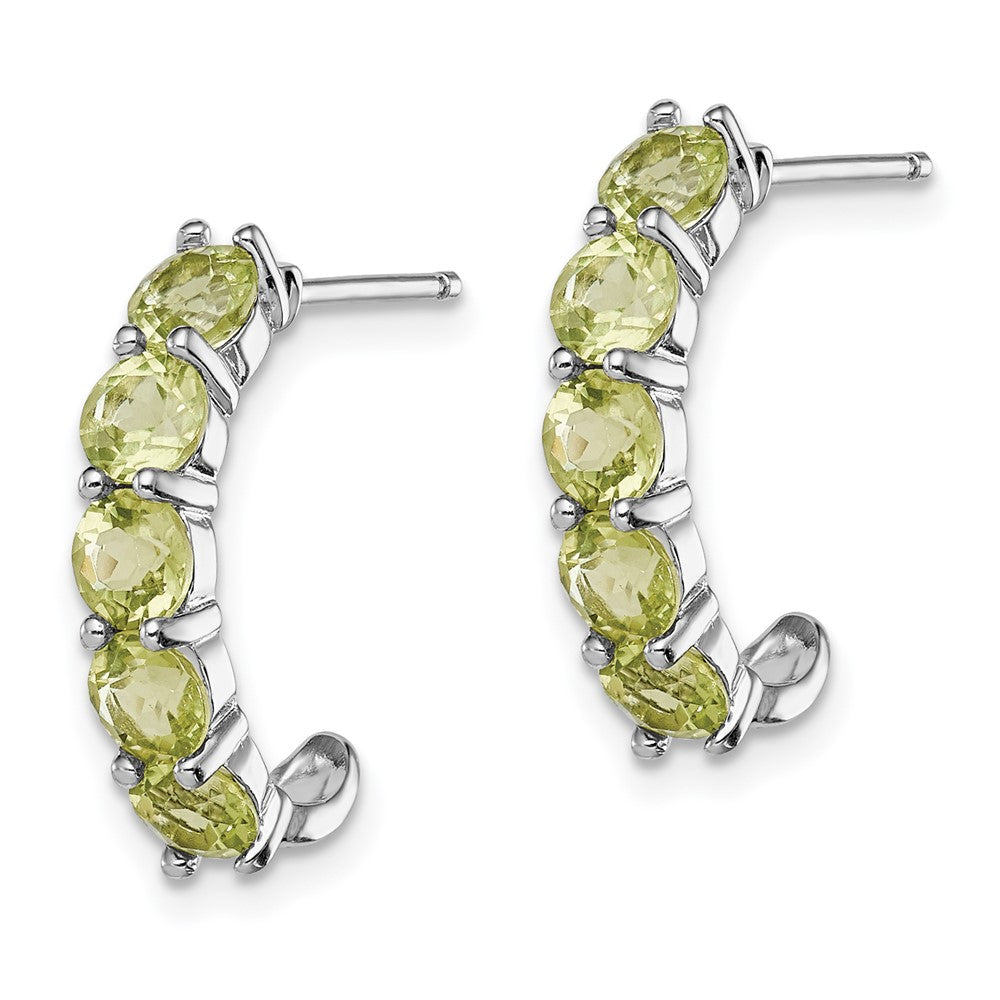 Rhodium-plated Sterling Silver Peridot J-Hoop Earrings